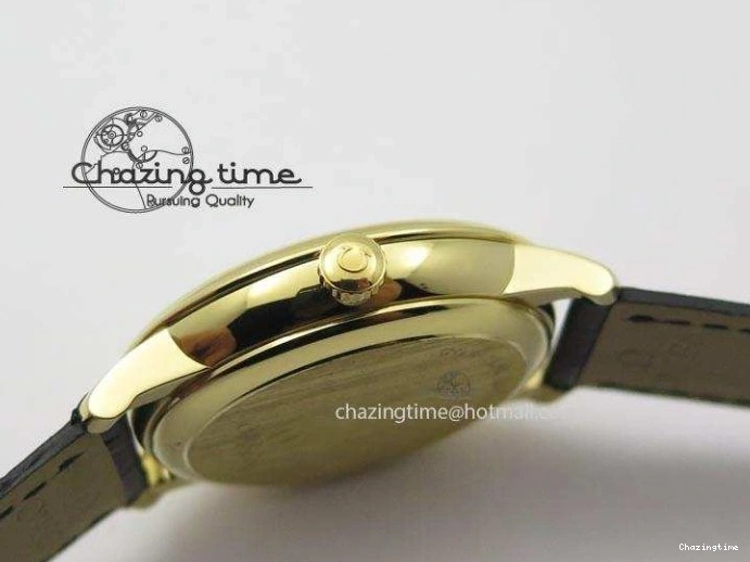 0220 De Ville MK 1:1 Best Edition YG Blue Dial On Black Leather Asian Seagull T1701 (Sec@6) Upgraded 8234